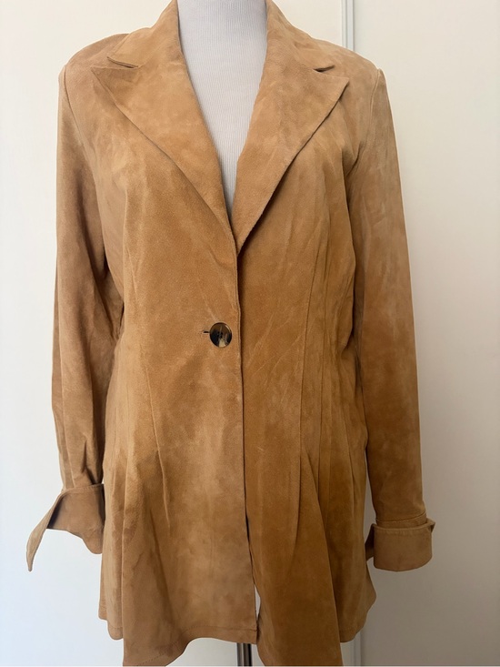 Finley Jackets & Blazers - Finley Camel Suede Single-Button Blazer